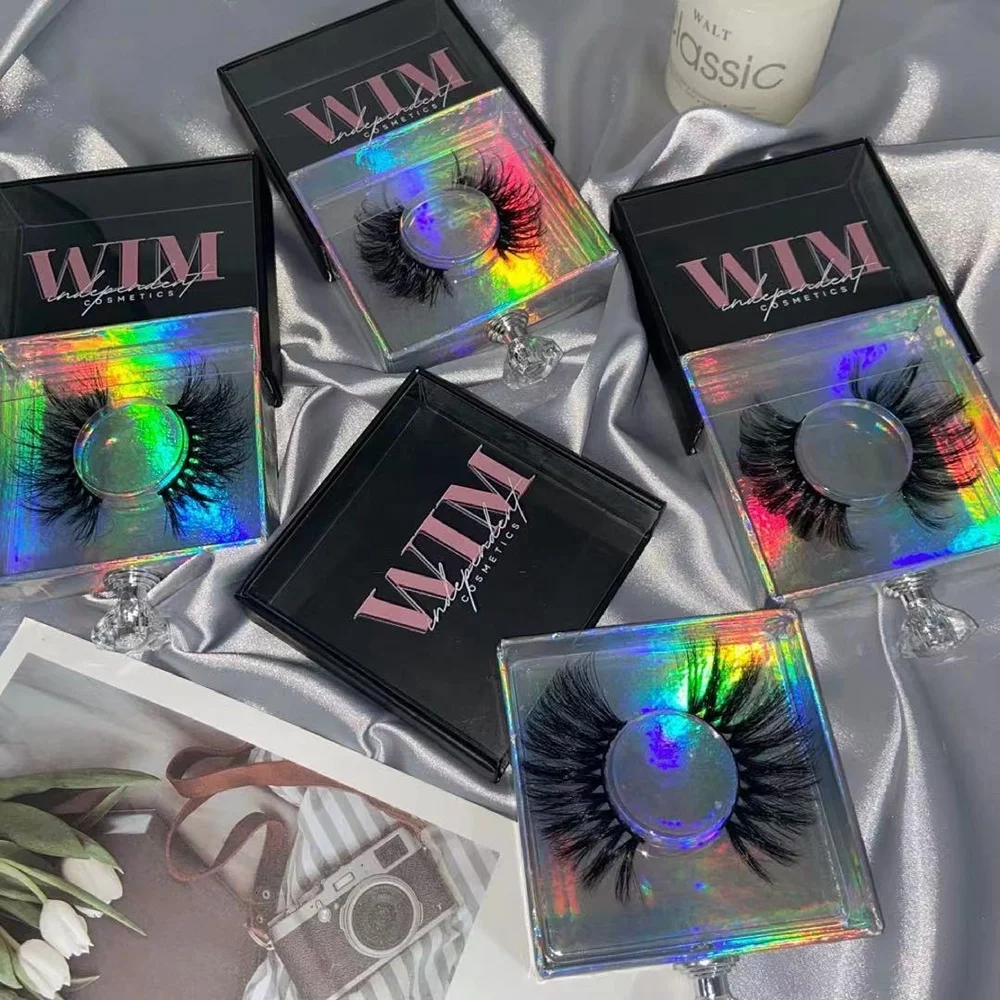 New design 3d mink eyelashes with custom packaging box and your own logo wholesale 25mm mink lash vendor