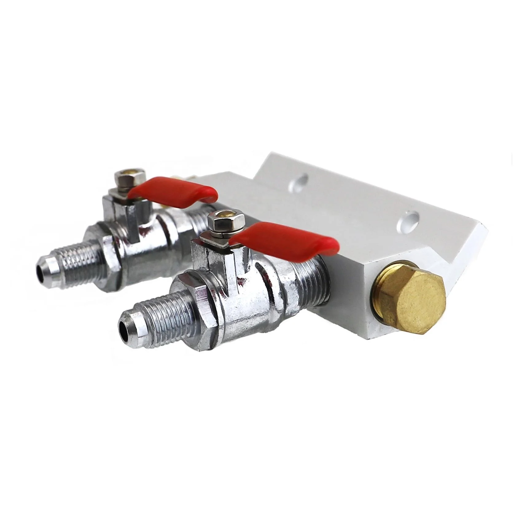 Gas Distribution Manifold 1/4 npt x 1/4 Barb Brass Draft Beer CO2 Shutoff Ball Valve with Check Valve