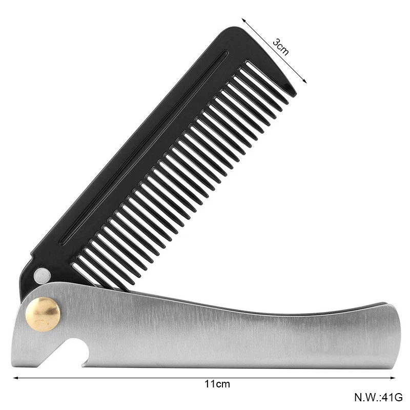 Stainless Steel Bottle Opener Comb Small Pocket Comb Mini Anti Static Beard Mustache Comb