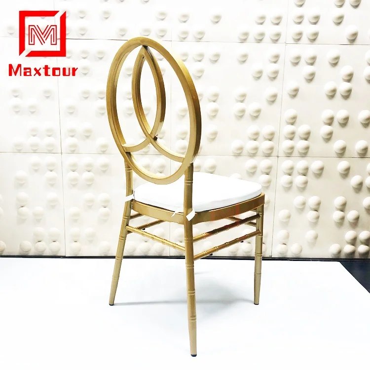 Comfortable Chiavari Tiffany banquet resin iron chair used White PU Leather Seat activity seat pat Cushion