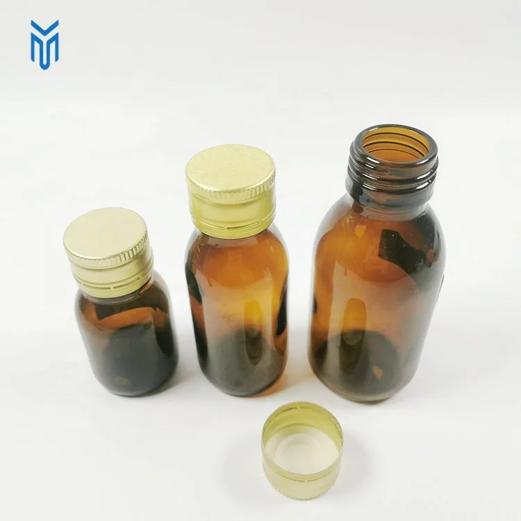 In stock wholesale 30ml 60ml 100ml amber cough syrup glass bottles maple syrup bottles
