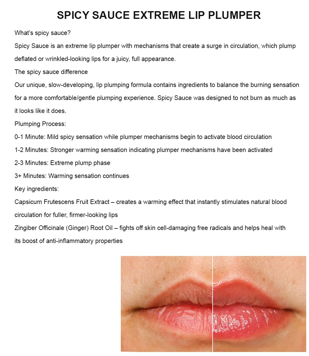 Top ranking spicy sauce extreme lip plumper gloss private label