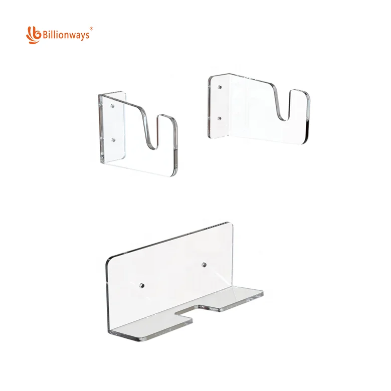 OEM Clear Acrylic Wall Mount rack for skateboard Wall Mount Storage Hook Deck Display Longboard