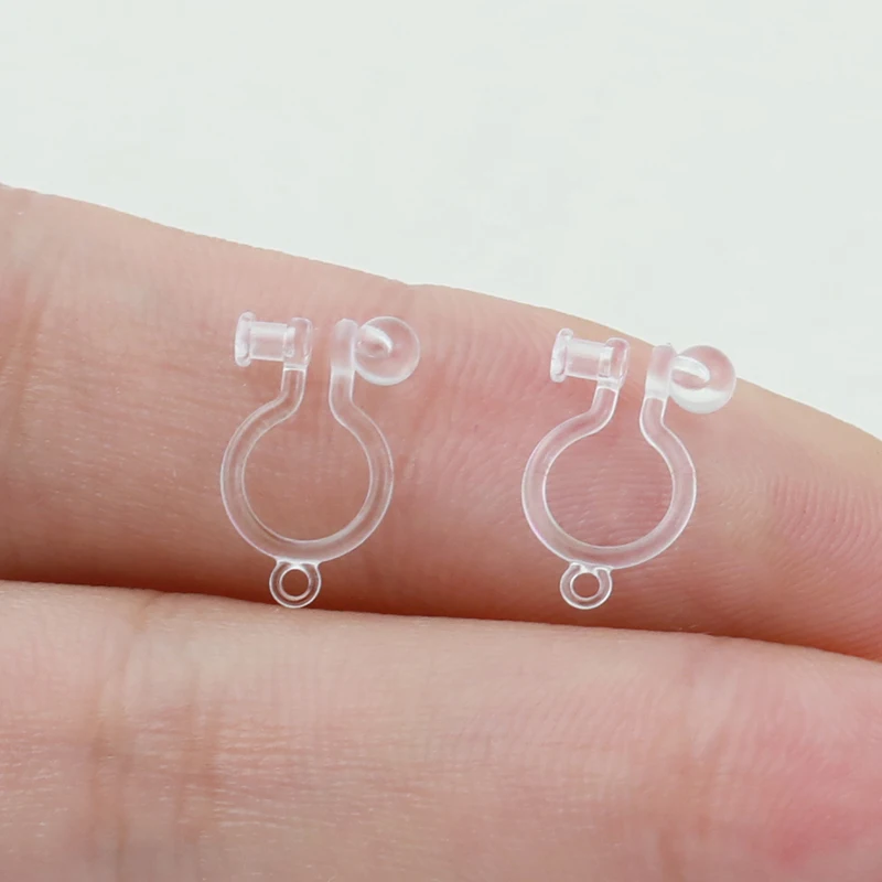 Plastic resin ear clips 0.9 mm hole with hanging  Asian style None Piercing making earring components jewelry findings