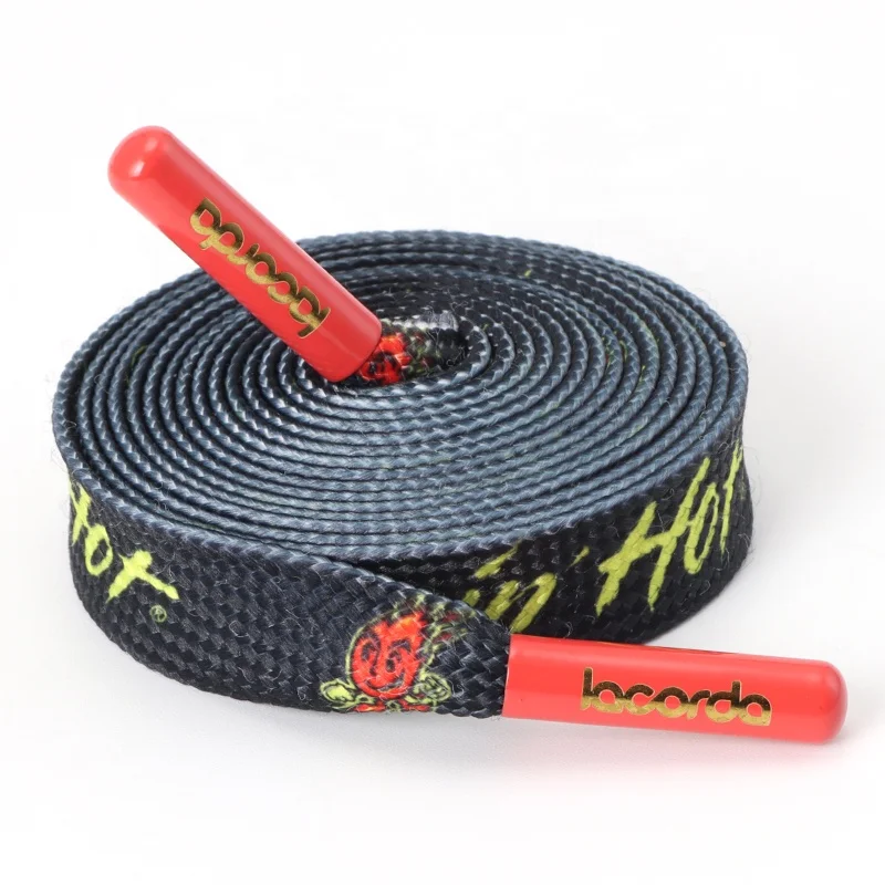 Custom Packaging Sublimation Printed Logo Shoelaces Flat Laces String Shoe Strings Customized logo Belt for Pants