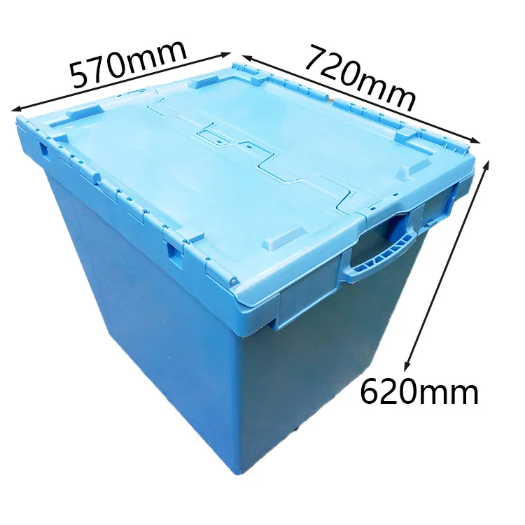 Heavy Duty Stackable Plastic Turnover Moving Crates Foldable Container Attached Lid Logistics Box