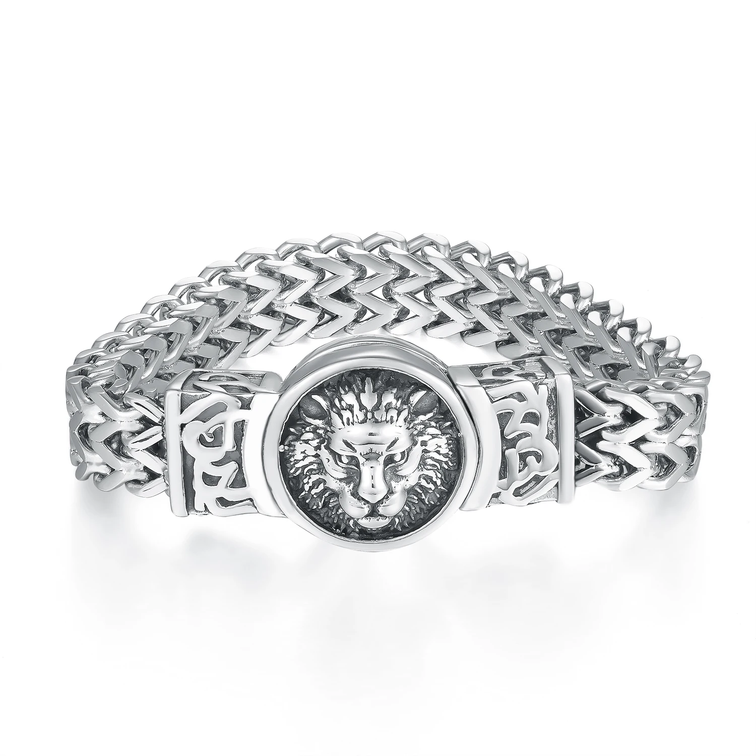 Punk Style Lion Head Shape Stainless Steel Jewelry Emperor Link Chain Chunky With Magnetic Buckle Party Gift Male Charm Bracelet