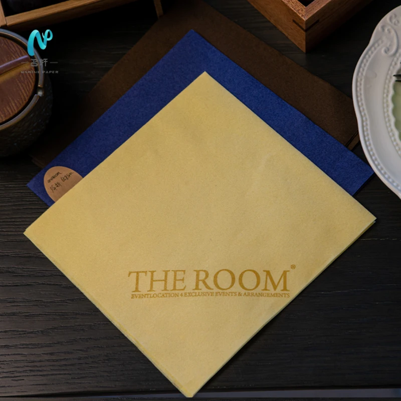 MingXuan hot sales High Quality custom 100% virgin wood pulp bar airlaid linen disposable luxury colored napkins