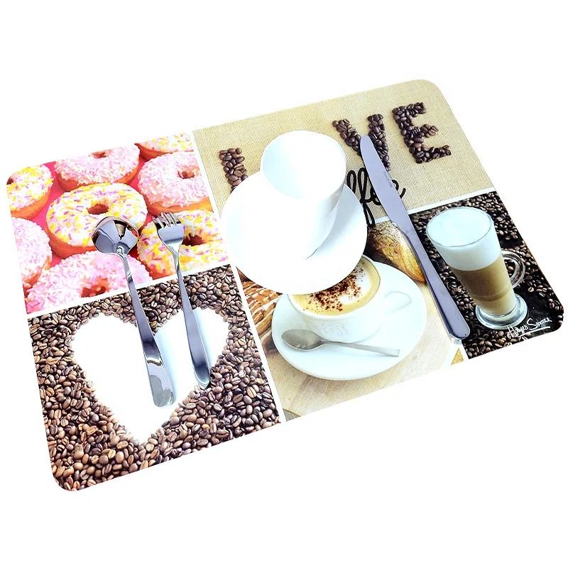 Wholesale Custom Plastic PP Design Printed Table Luxury Square Placemats Colorable Indian Kitchen Tablemats