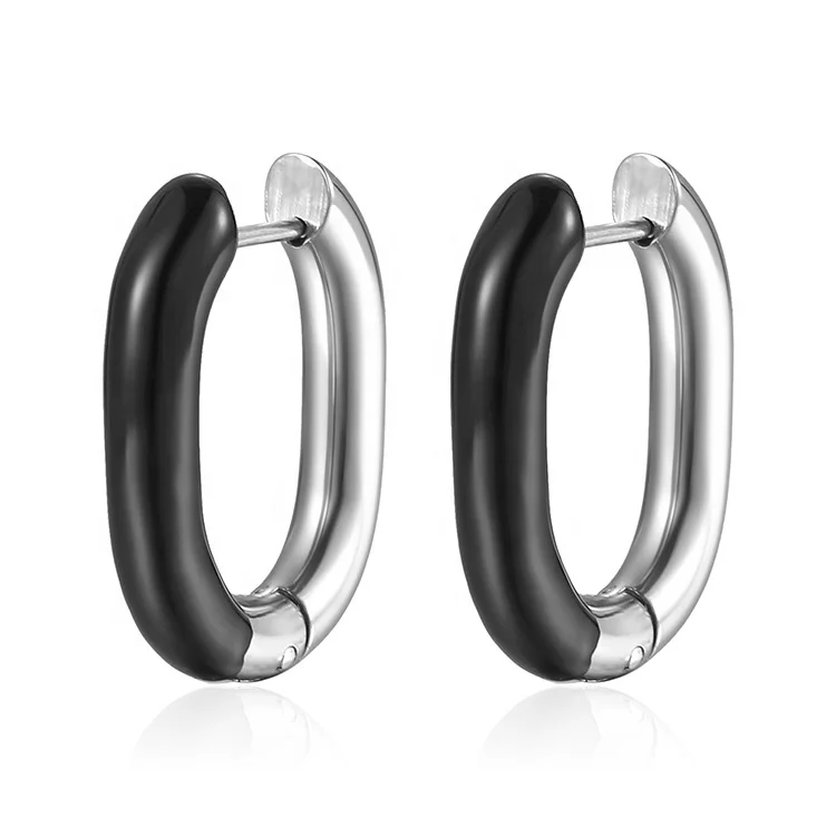 Hot Sale Minimalist Circle 18k Gold Plated Earrings Wholesale Stainless Steel Thick Hoop Earring