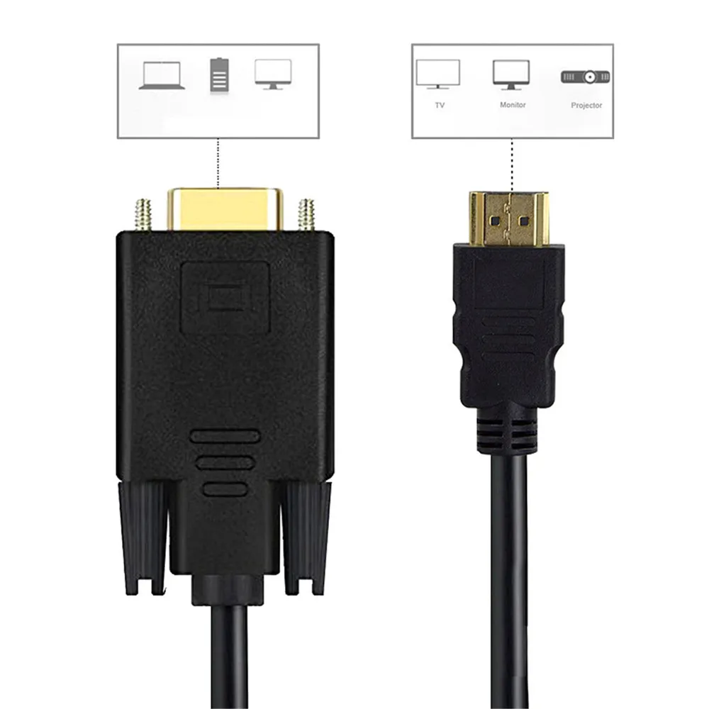1.8m/6ft Gold-Plated HDMI to VGA Cable with audio USB for Computer, Desktop, Laptop, PC, Monitor, Projector, HDTV
