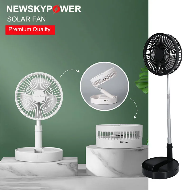 Energy Saving DC Powered Mini Portable Solar Exhaust Fan Brushless Motor USB Phone Charger for Commercial Home Office Table Fan