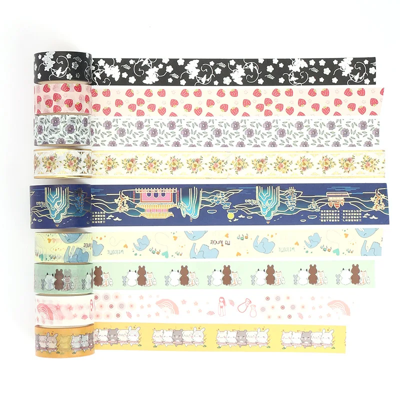 Vograce Customizable Print Colorful Washi Tape Anime Japanese Cute Self Adhesives Paper Washi Tape