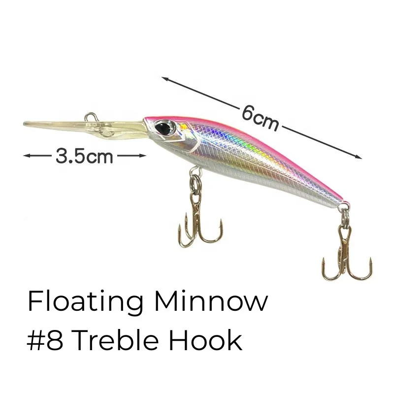 SEASKY 6g 6cm Bass Fishing Artificial Bait Long Lip Crankbait Minnow Hard Lure
