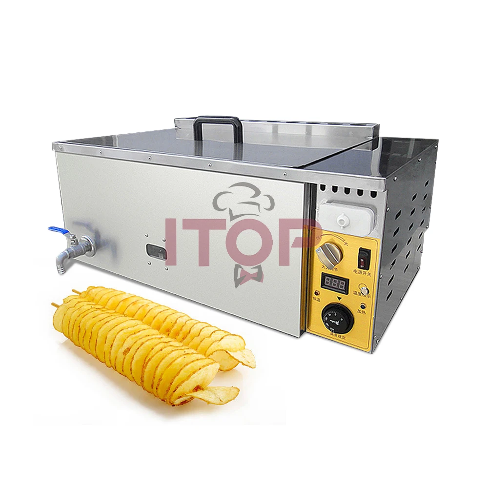 Commercial Gas Potato Tower Fryer Gas Deep Fryer Double Table Top Tank Lpg Gas Fryer