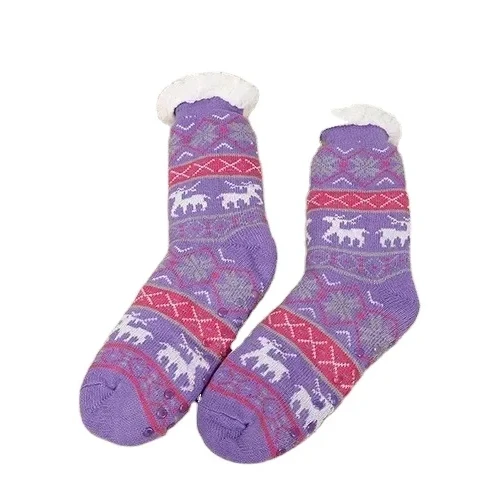 Warm Winter Socks Acrylic Fuzzy Thermal Socks knitted Socks with Fur Lining Cozy Cable