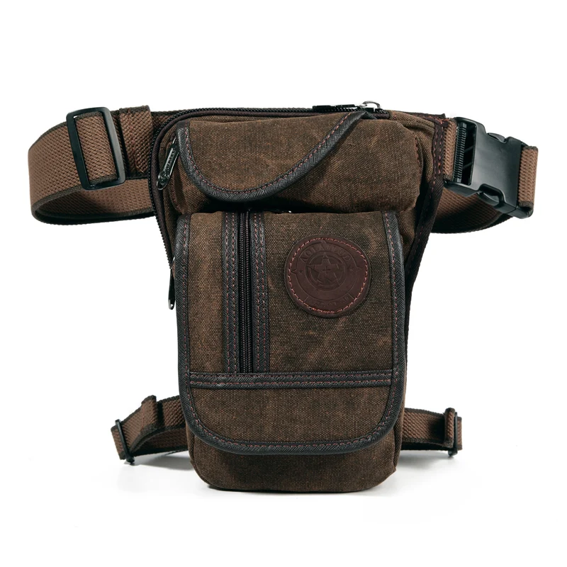 Fashion Canvas ANTI-THEFT Barrel-shaped Zipper Unisex Motorcycle Drop Waist Leg Bag