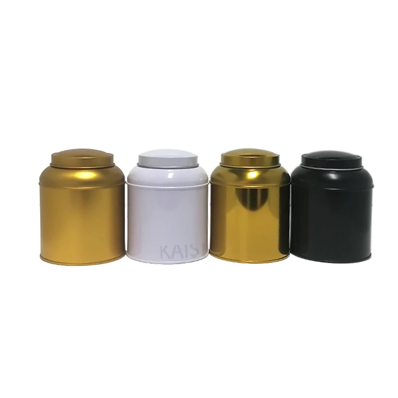 Ready to ship Gold White black Tea tin box with size D 90*120 mm Three parts air tight inner lid for packing Loose Tea