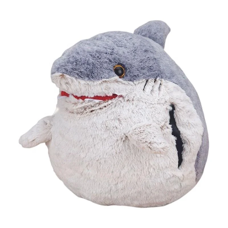 Small Shark Soft Cuddly  Hairy Fluffy Round Plush (1600610960841)