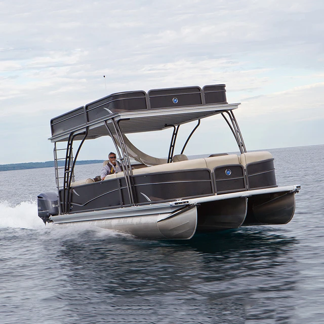 2021 New Kindle 30FT Luxury Double Decker Fishing Aluminum Pontoon Boat  for Family