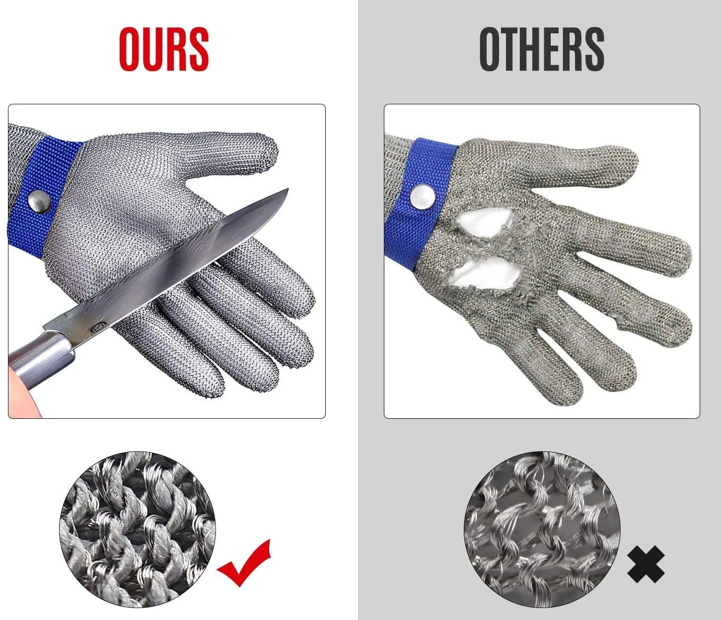 Gujia ODN/OEM Factory Price Safety Work Anti Cut Proof Resistant Stainless Steel Wire Mesh Glove For Slaughter