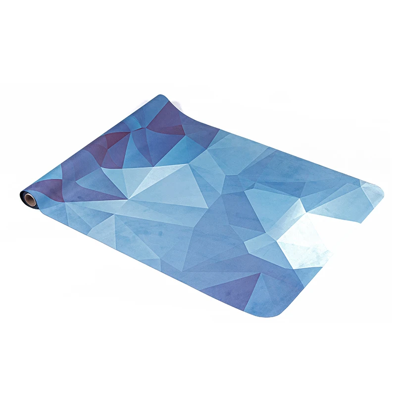 Wholesale Natural Tree Rubber Suede Yoga Mats Sustainable Gym Exercise Fitness Printed Pink Green Blue Yellow Marble Round Pad