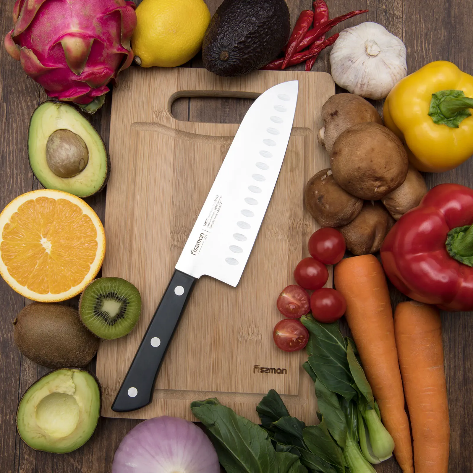 FISSMAN 7' Santoku Knife Tanto 3Cr13 Steel Kitchen Knives