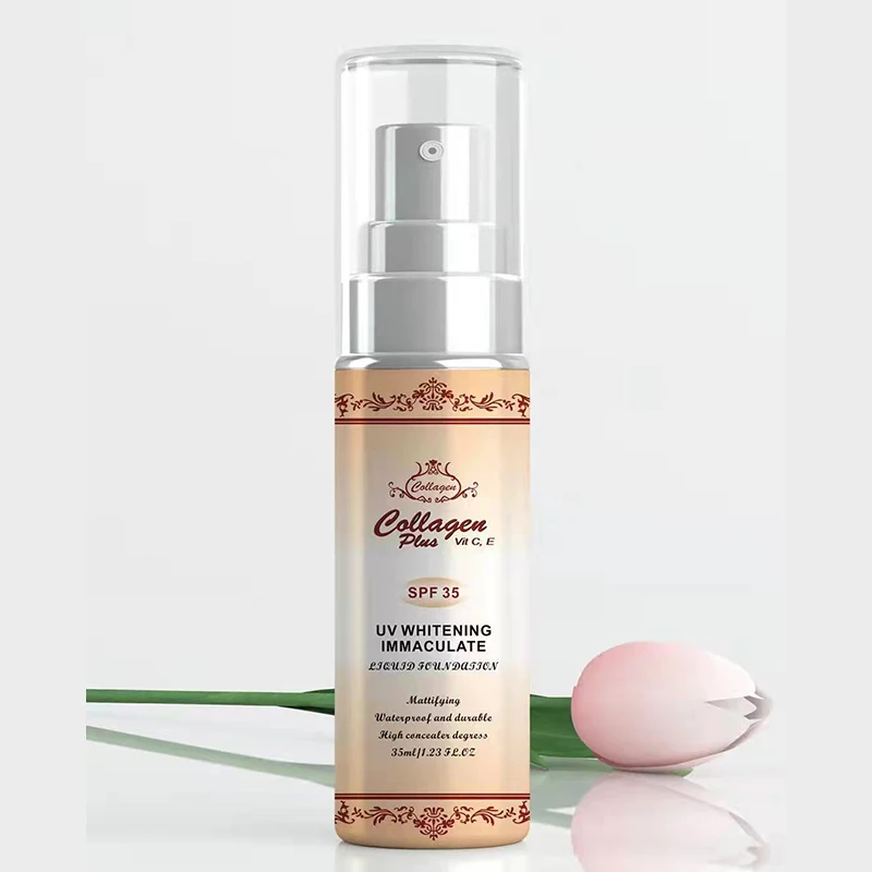 Full Coverage Liquid Foundation Private Label Collagen Waterproof Liquid Foundation Mineral Makeup Liquid Foundation