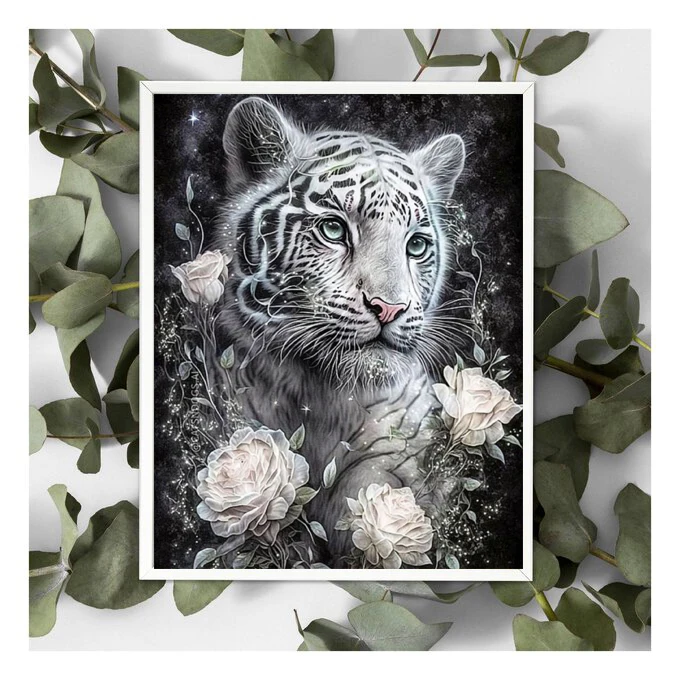 5d Full Square Drill Diamond Painting White Beast And Flowers Home Decoration For Bedroom Animals Diamond Embroidery Mosaic