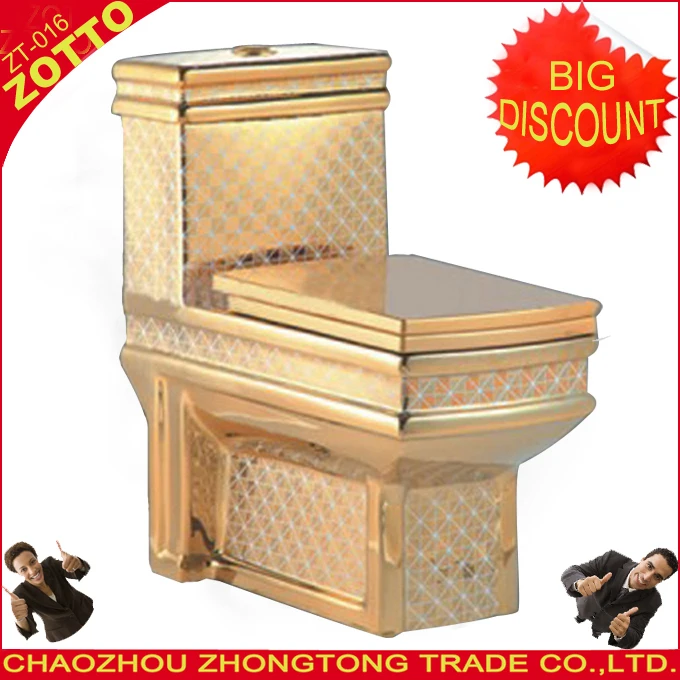 Brand Square Ceramic Luxury Sanitary Ware Golden Color WC Gold Plated Elegant Style Toilet Closetool P-trap S-trap Toilet