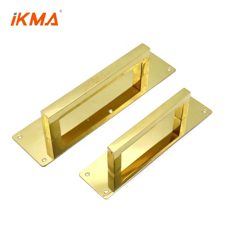 Construction gate office interior Shopping mall fire door Gold stainless steel 304 Metal handle pull and push plate
