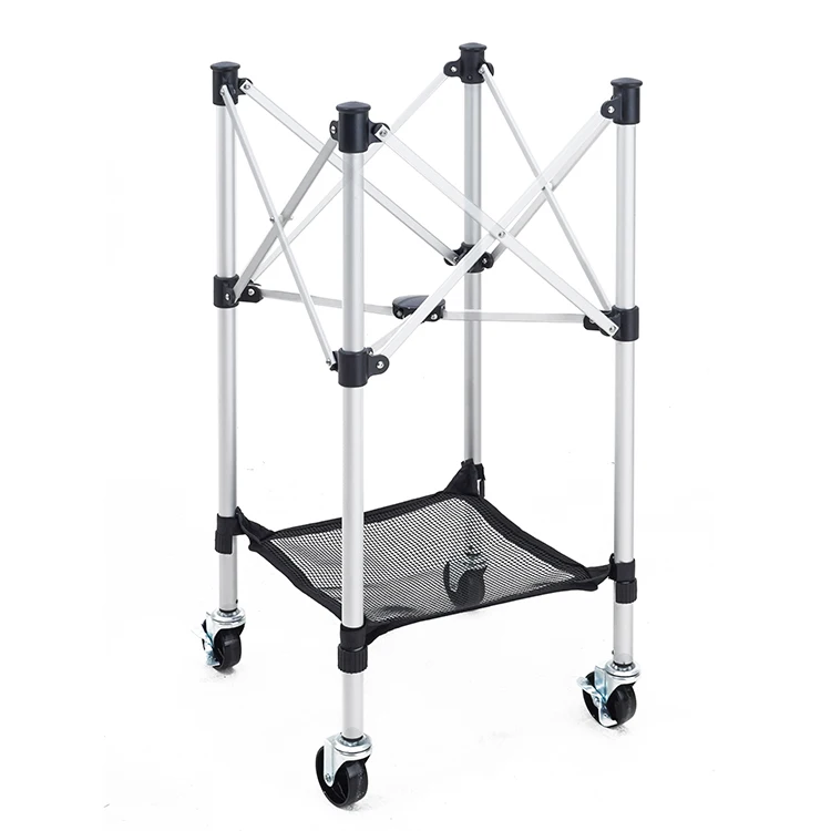 Aluminum Alloy Tennis Ball Travel Basket Hopper with Wheel Sports Teaching Cart