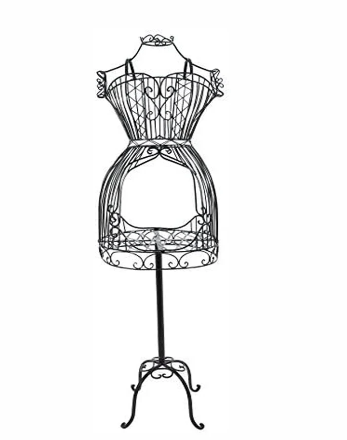 Vintage Style Black Metal Adjustable Dress Form Mannequin for Women, Garment Rack Form Fitting Dress Display Stand