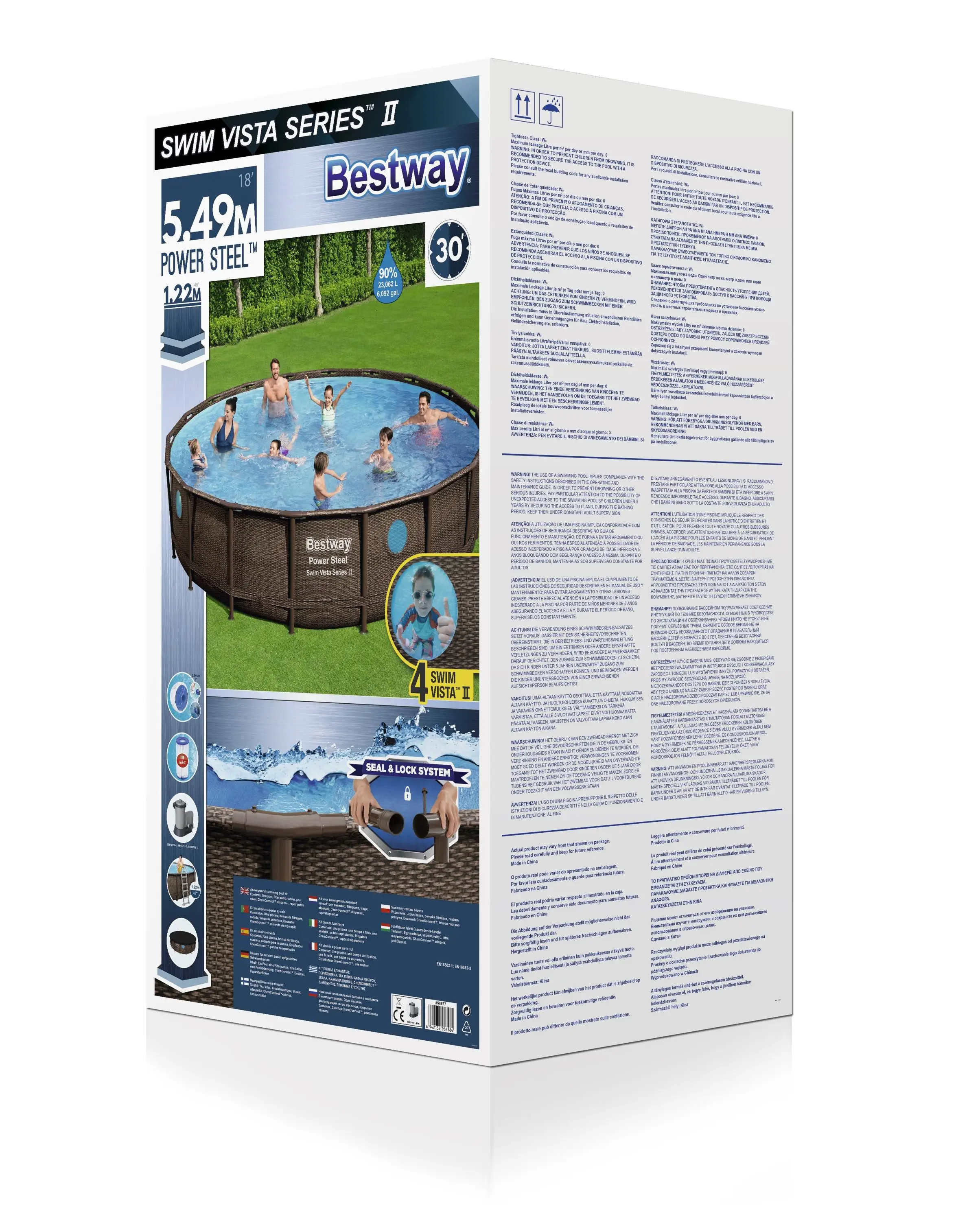 Bestway-56977 Power Steel Swim Vista Series Ii Above Ground Pool Set Round Frame Swimming Pool