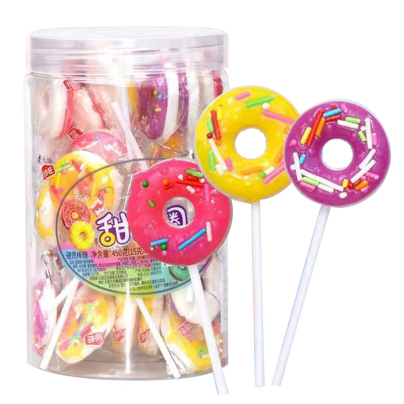 china factory custom confectionery products hard donut lollipops candy