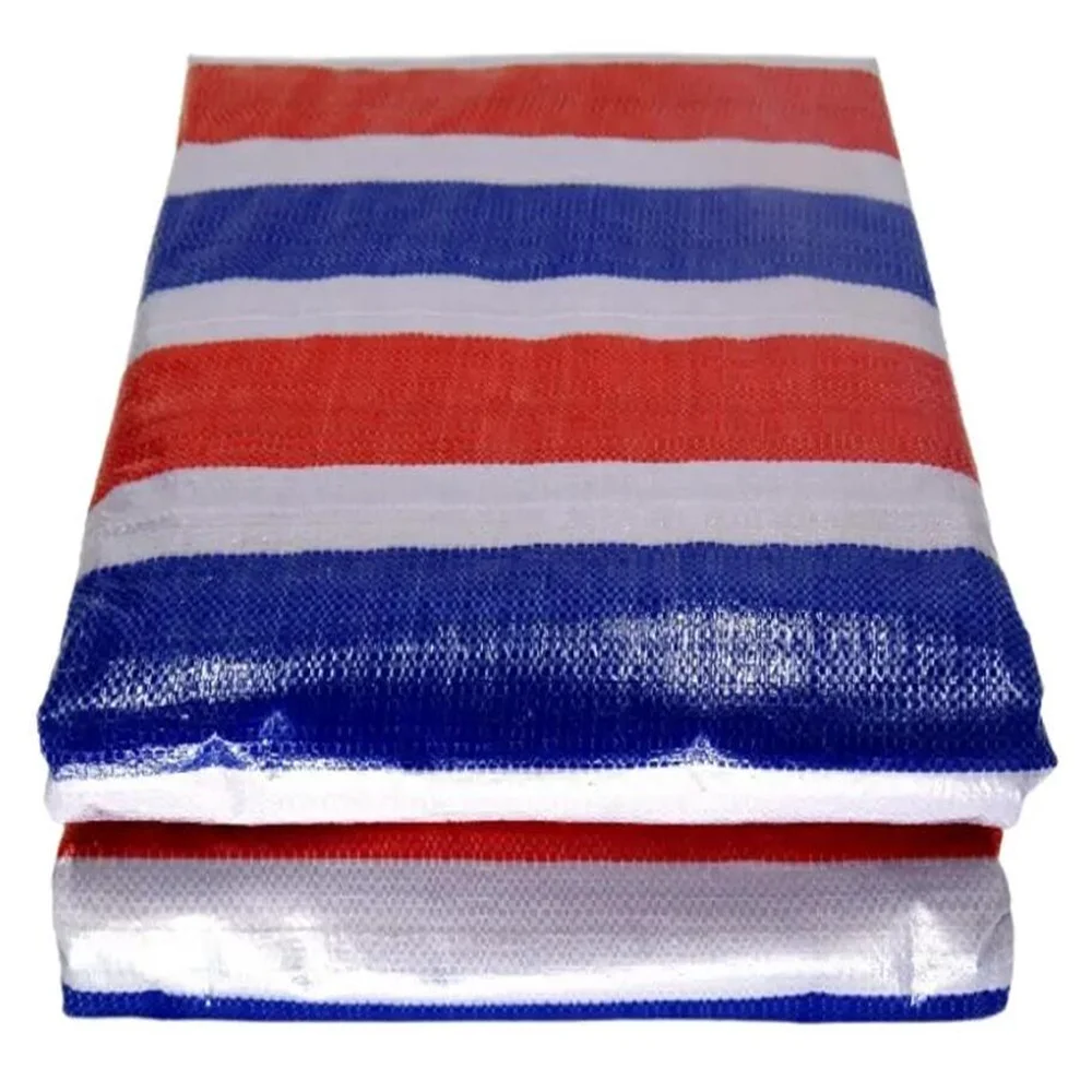 blue white red stripes tarp plastic tarpaulin pe tarpaulin roofing cover waterproof pe mulch striped pe stripes tarpaulin