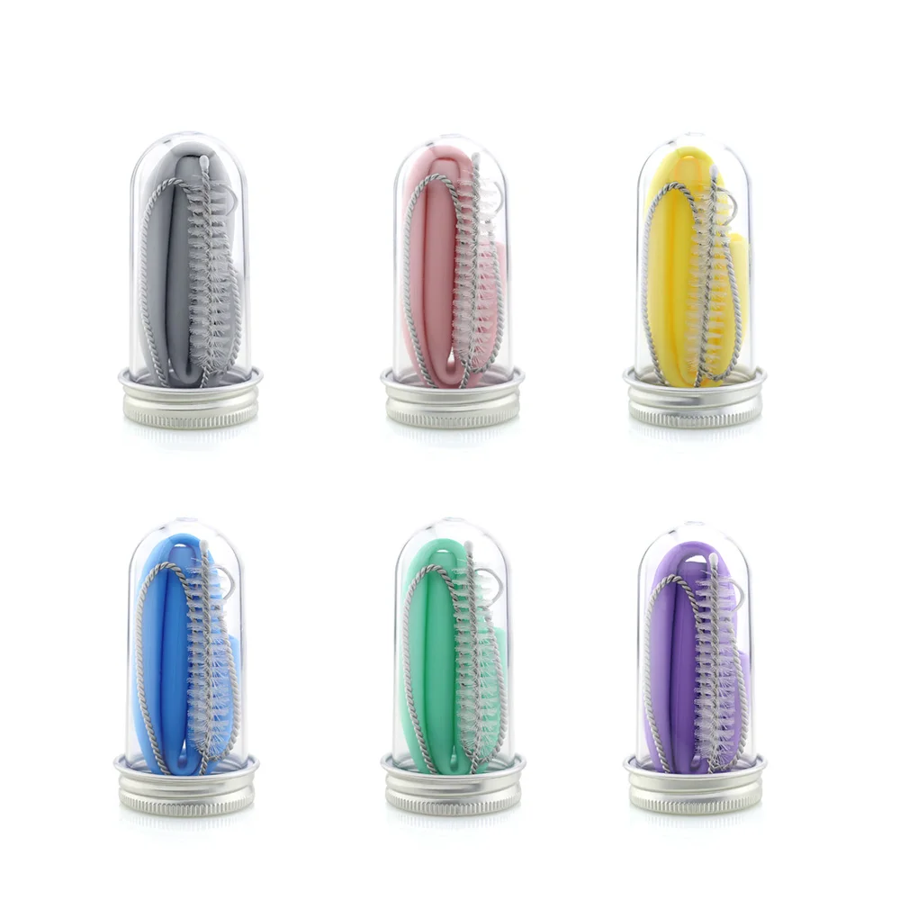 Eco-Friendly Reusable Silicone Straight Drinking Straws With Cleaning Brushes