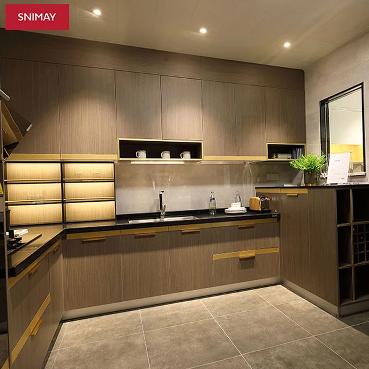 Factory Direct Popular MDF Grey Lacquer Kitchen Cabinet Modular Kitchen