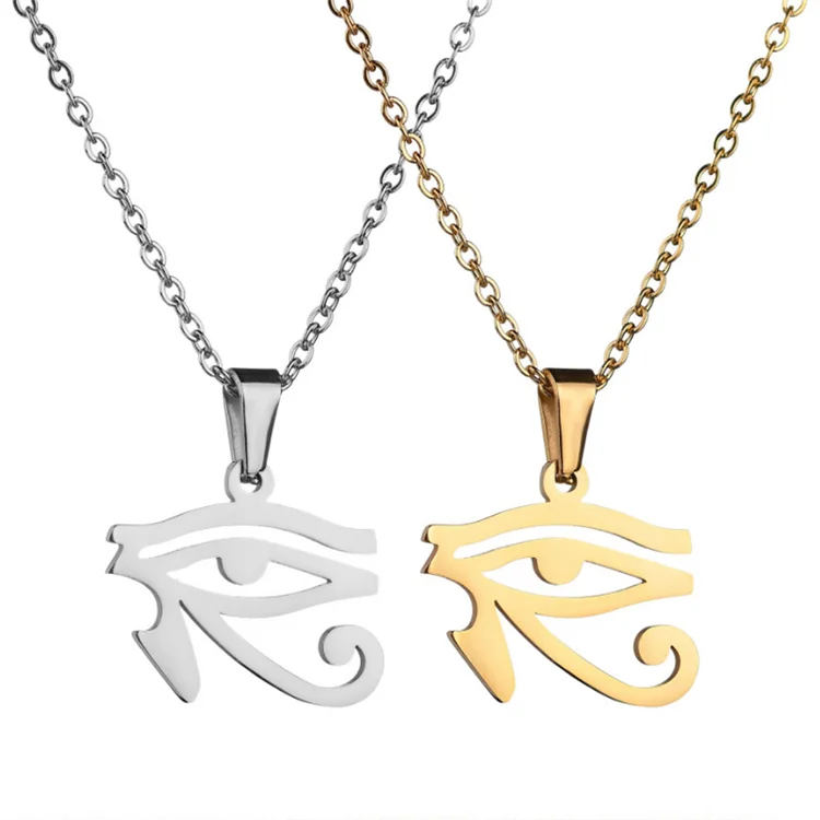 No Fading Ancient Egyptian Pharaoh Horus Eye Pendant Accessory Ins Wind Titanium Steel Necklace