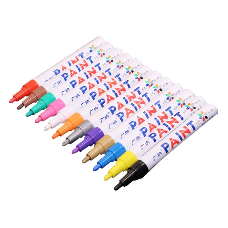 12 colors Permanent Waterproof Paint Marker Pen Car Tyre Tread Glass Graffiti Marker Color Match Paint Pen