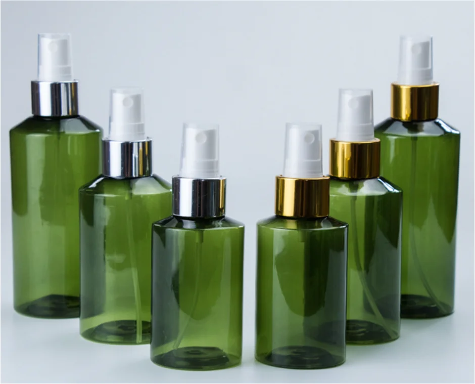 Hot Sale Green Plastic Pump Spray Bottle 100ml 150ml 200ml PET Fine Mist Spray Bottle