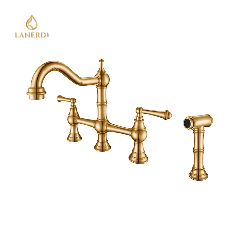 B576B 11 11 1 Lanerdi Antique Artistic Bronze Bright Nickel Brass Basin Kitchen Faucet