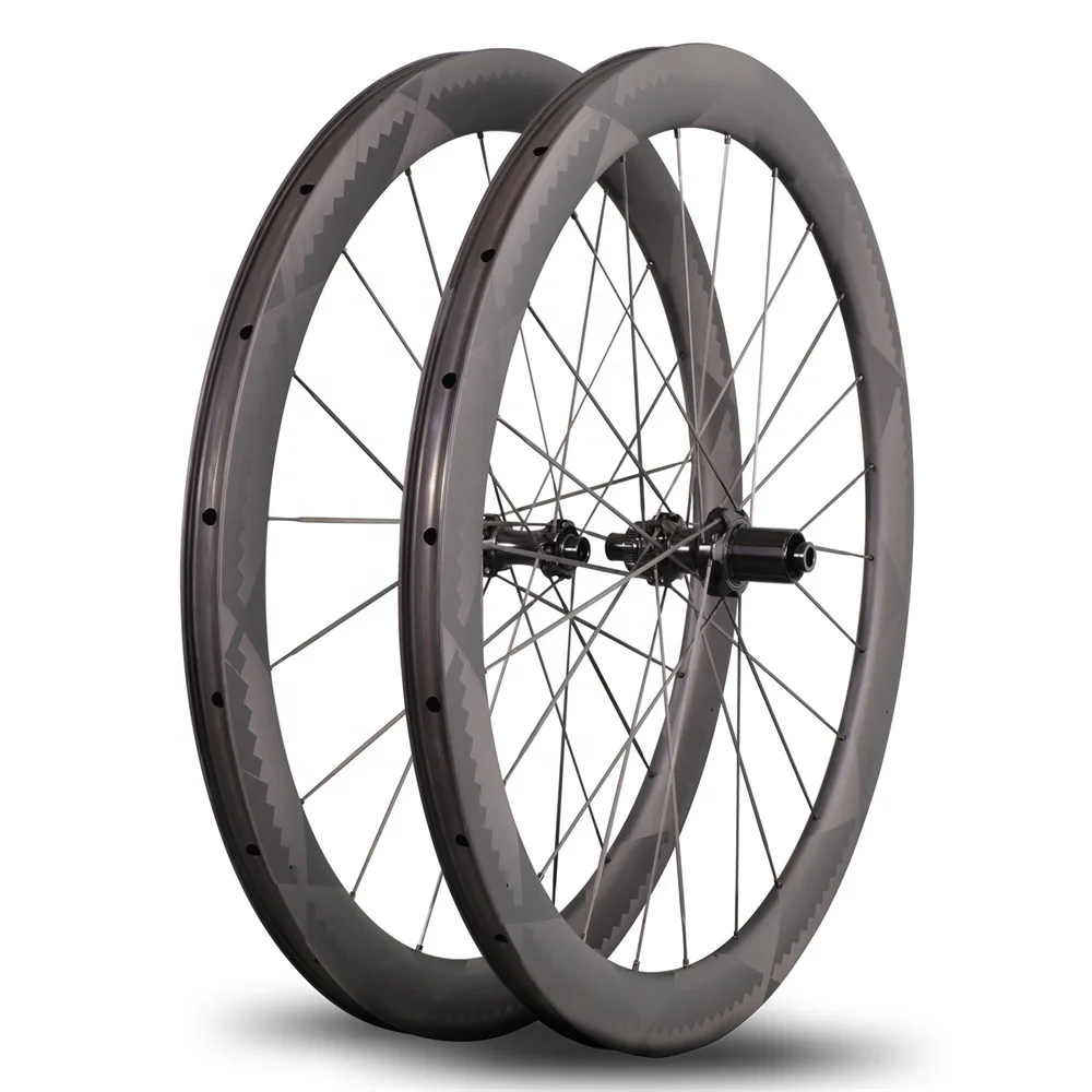 Carbon disc brake clincher wheel 12K twill weave