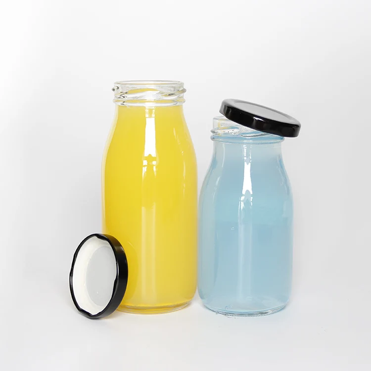 250Ml 500Ml 1000Ml Wholesale Round Empty Beverage Milk Juice Bottles With Metal Lids
