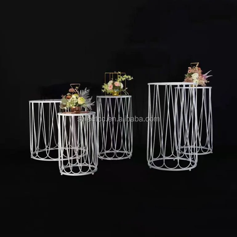 2019 new arrival wedding dessert table cylinder pillar modern white plinths flower display stand