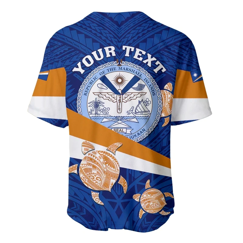 Wholesale Marshall Islands Manit Day Baseball Jersey Mix Hibiscus Flower Maori Pattern Style Male Jersey Men Short Sleeve Shirt