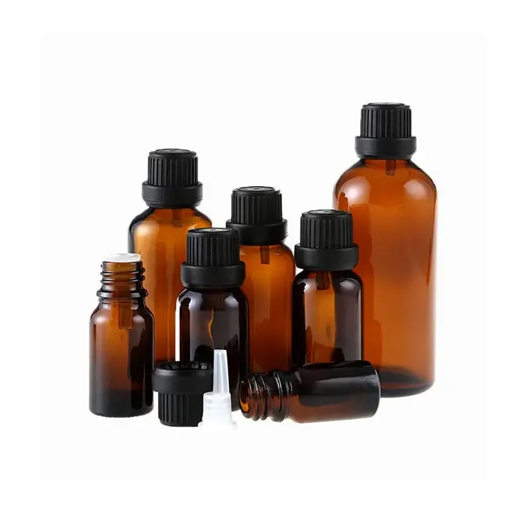 Заводская бутылка эфирного масла 20 мл 30 50 100 Прозрачный Янтарный винт черный пластиковый крышка капельницы евро