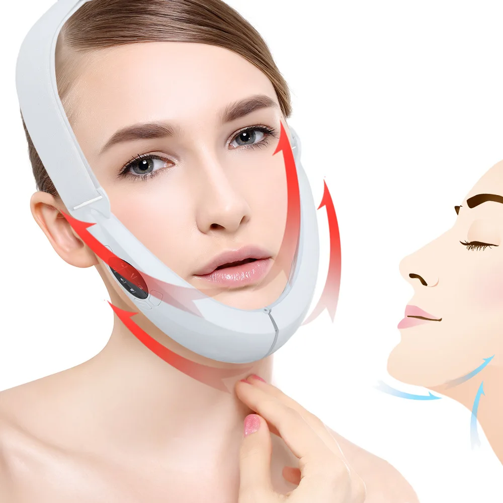LED Face Lift Device Thin Chin Slimming Tape EMS Beauty V Shape Microcurrent Face Lifting Machine Belt Facial Massager