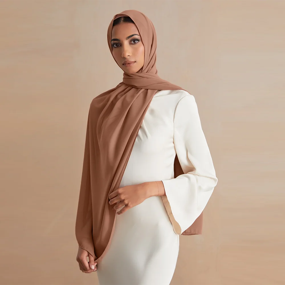 Wholesale High Quality Hot Muslim Solid Blank Plain Chiffon Hijabs Shawls Islamic Headwear Wraps Scarves Long Georgette Scarf