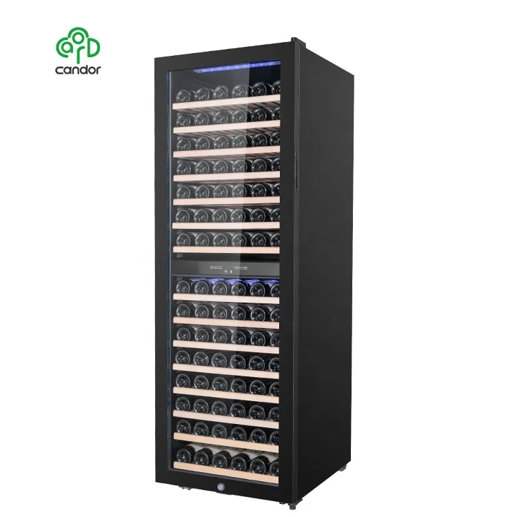 Luxury 155 bottles commercial restaurant tall large capacity dual zone display wine cooler refrigerator
